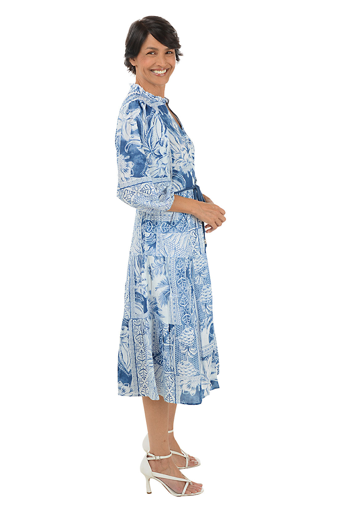 Stylish Chambray Palms Belted Dress for Women - Summer Casual & Beach Outfit | Perfect for Vacation, Brunch, and Outdoor Events