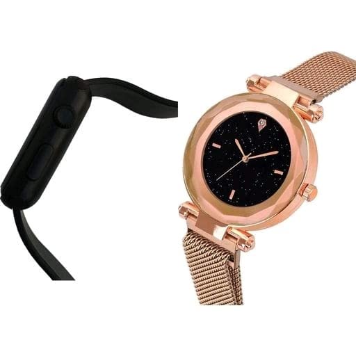 LAKSH Design Magnetic Strap Analog & Digital Watch Set for Women & Girls - 2 Pack (SR-661 AT-6611) | Perfect for Casual Wear, Office & Gift Giving