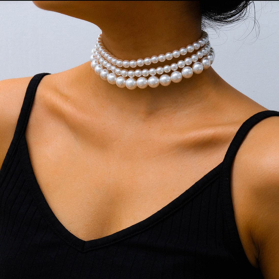Elegant Layered Pearl Choker Necklace - Adjustable Collar Necklace for Women & Girls | Perfect for Weddings, Parties & Everyday Wear