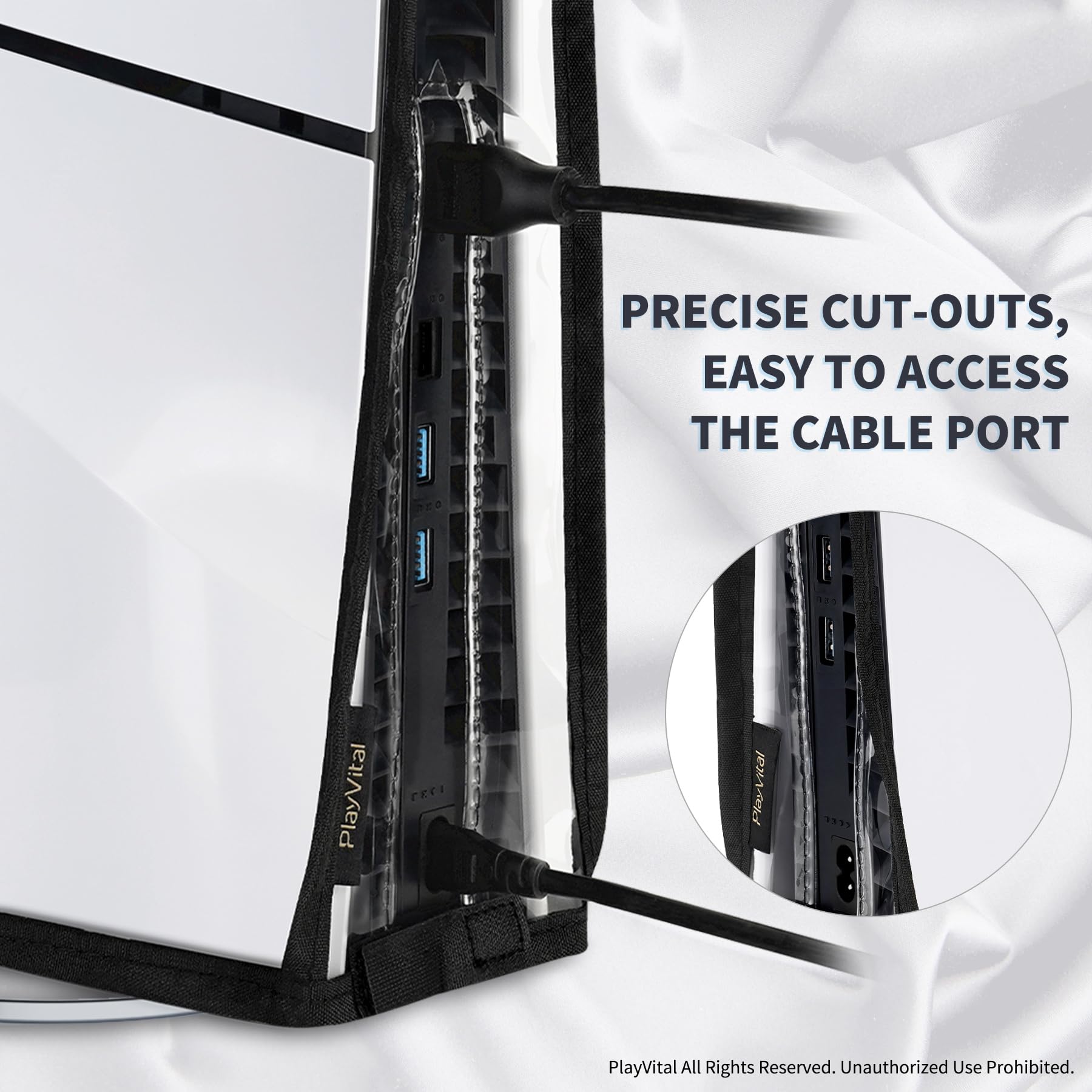 PlayVital Vertical Case for PS5 Slim Disc Edition - Clear Waterproof Dustproof Protective Cover for PS5 Slim Console - Perfect for Travel, Storage & Display