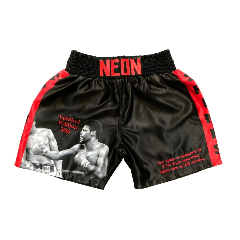 Leon Spinks Autographed Limited Edition Boxing Shorts - Exclusive Private Signing April 2020 - Perfect for Boxing Memorabilia Collectors & Sports Fans Display