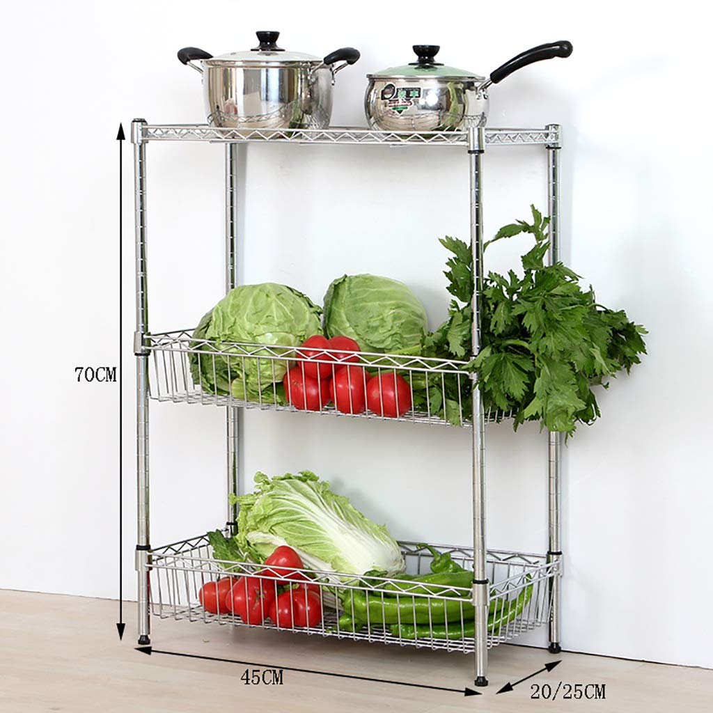 3-Tier Metal Kitchen Storage Cart - Multi-Purpose Organizer for Fruits, Vegetables & Bathroom Essentials (45x20x70cm) - Perfect for Small Spaces, Pantry & Countertop Organization