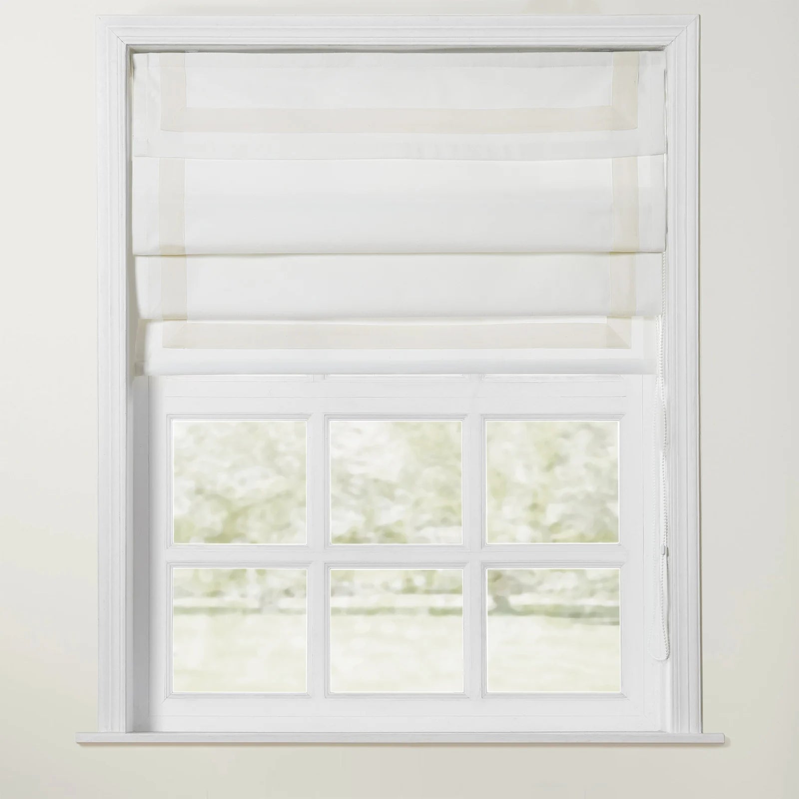 Tyrone Roman Shade with Border Cord Lift - Classic Window Treatment for Living Room & Bedroom - Blackout Fabric for Light Control & Privacy
