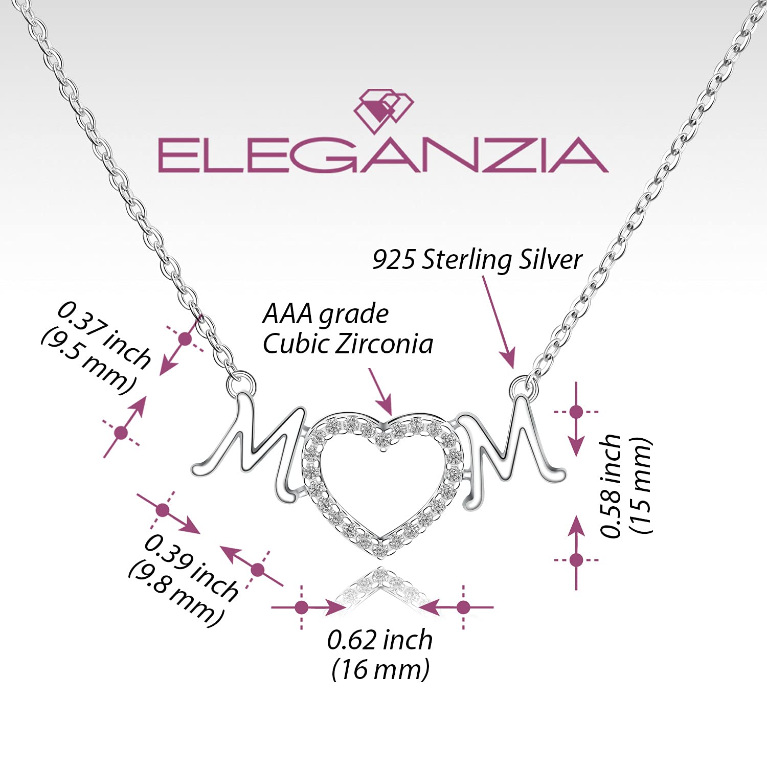 Sterling Silver Mom Necklace for Women - First Mother's Day Gift for New Moms, Grandma & Daughter | Elegant Jewelry for Everyday Wear & Special Occasions