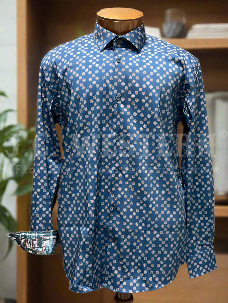 Men's Long Sleeve Dress Shirt - Navy Blue Formal Business Casual Shirt for Office, Wedding & Professional Events | Rangers LR 037