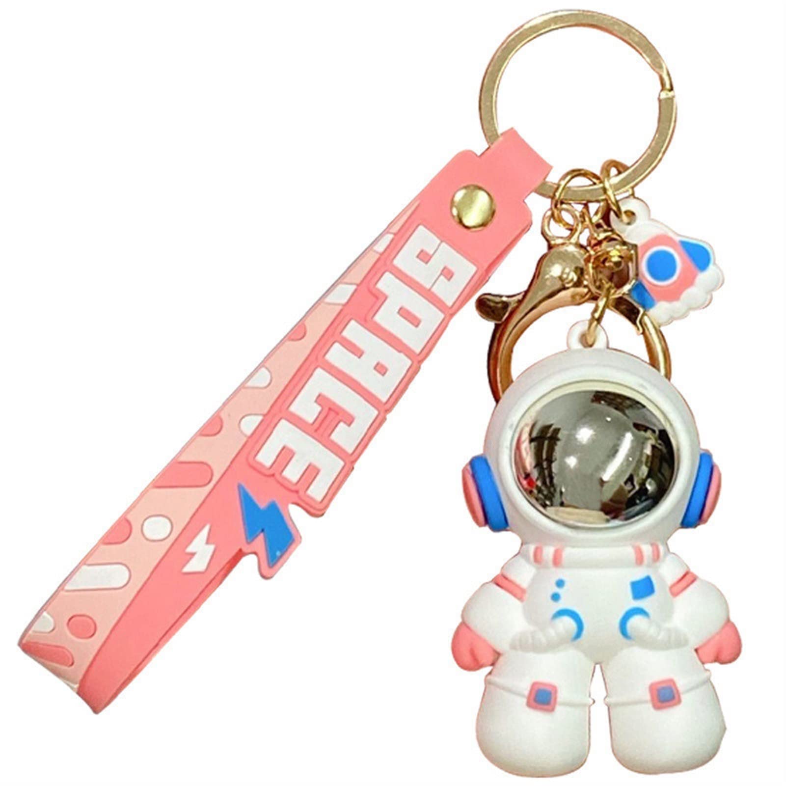 Cartoon Astronaut Keychain - Creative Wrist Strap & Car Key Ring Holder - PVC Spaceman Charm for Women & Girls (Multi-Colored, 1.6x2.5x8.7 inches) - Perfect for Backpacks, Gifts & Space Lovers