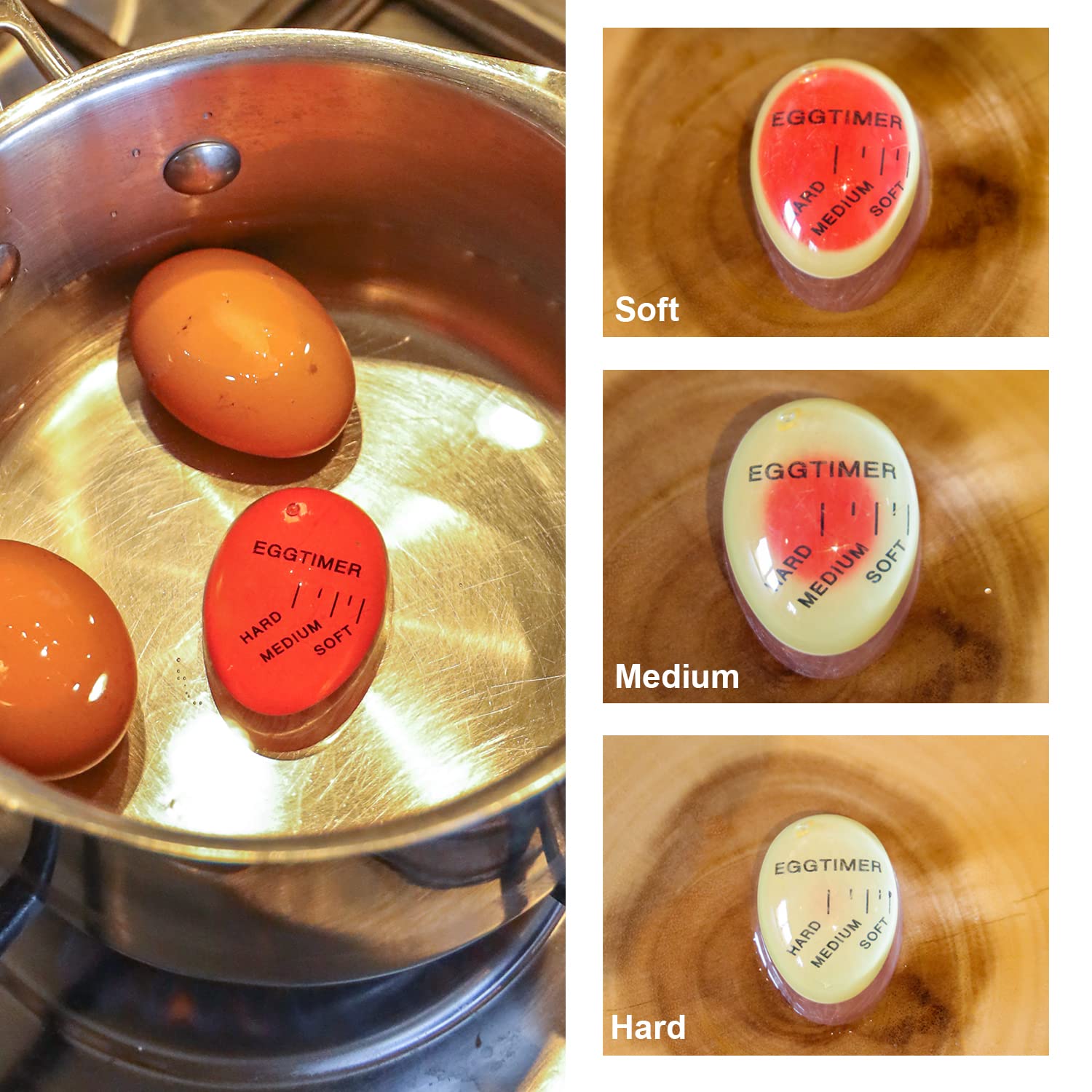 Color Changing Egg Timer for Perfect Soft, Medium & Hard Boiled Eggs | Reusable Kitchen Cooking Tool | Easy-to-Read Boiling Timer | Ideal for Breakfast Meal Prep & Healthy Cooking