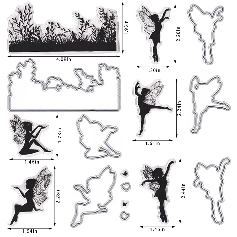 Spring Fairy Butterfly Elves Clear Stamps & Die Cuts Set for Card Making - Floral Embossing Stencil Template DIY Scrapbooking, Photo Album & Craft Decoration | Perfect for Handmade Greeting Cards, Wedding Invitations & Paper Craft Projects