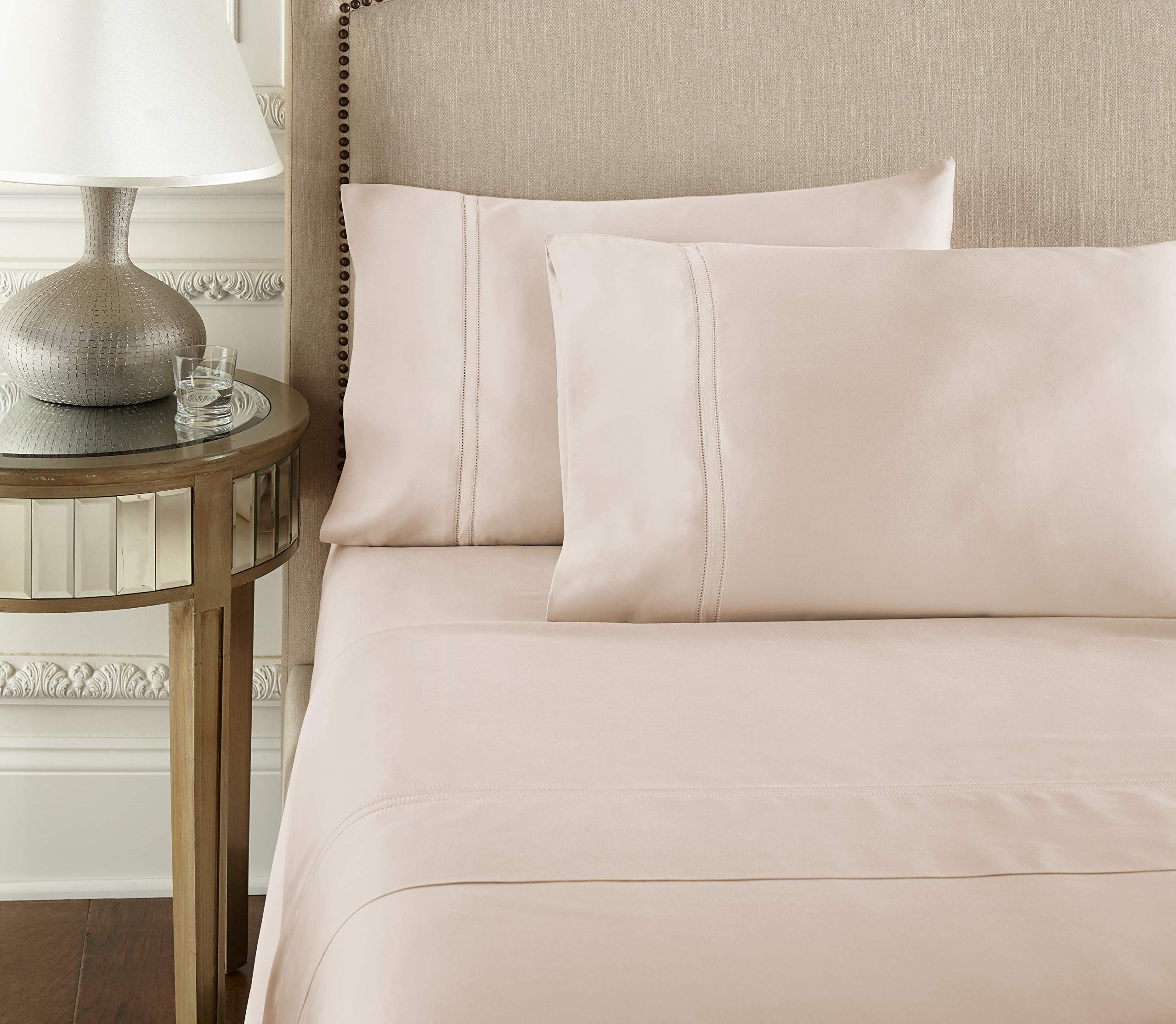 Premium 100% CEA Certified Egyptian Cotton Sheets Set - Extra-Long Staple, Cooling & Breathable, Ultra Soft Comfort - Double Hem-Stitched Flat Sheet, Fitted Sheet & 2 Pillowcases (Soft Peach, California King) - Perfect for Hot Sleepers & Luxury Bedroom Decor