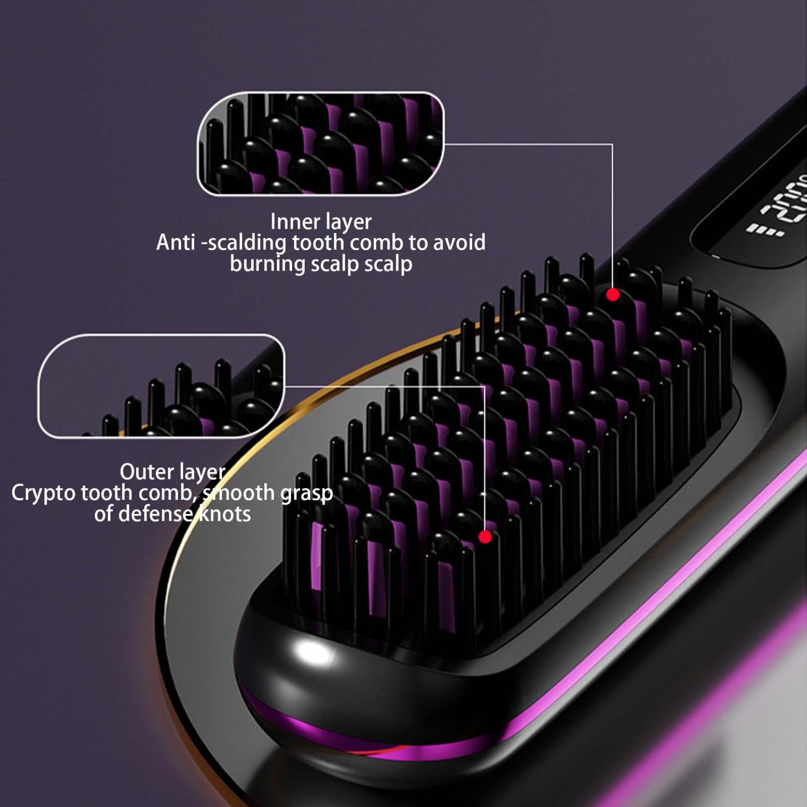 Blyss Cordless Straightening Brush - 2-in-1 Negative Ion Hair Straightener & Styler | Portable Mini Hair Straightener for Travel & Home Use | Perfect for Smoothing & Styling on the Go