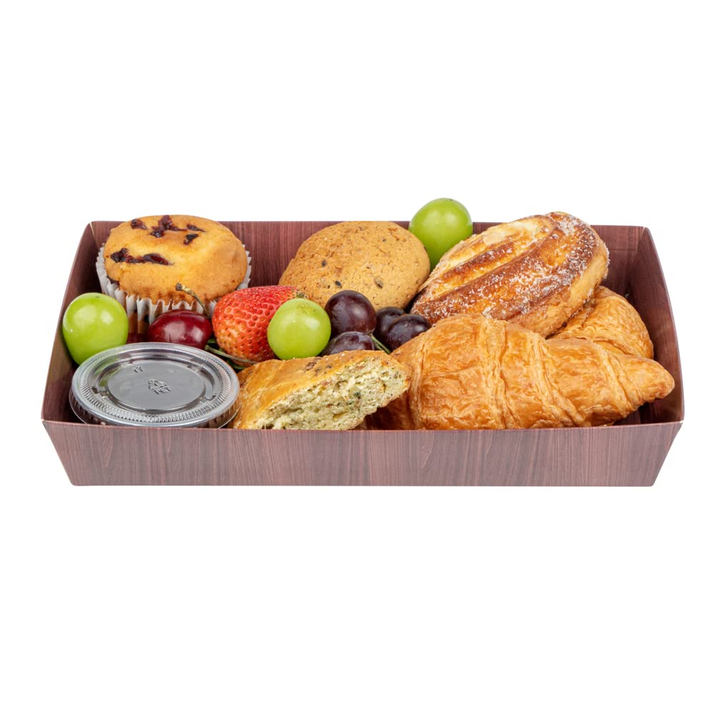 Restaurantware Matsuri Vision 9x6x1.5 Inch Large Disposable Sushi Trays - 100 Greaseproof Wood Grain Paper Sushi Containers for Entrees & Desserts (Lids Sold Separately) | Perfect for Japanese Restaurants, Catering, Takeout & Home Sushi Parties
