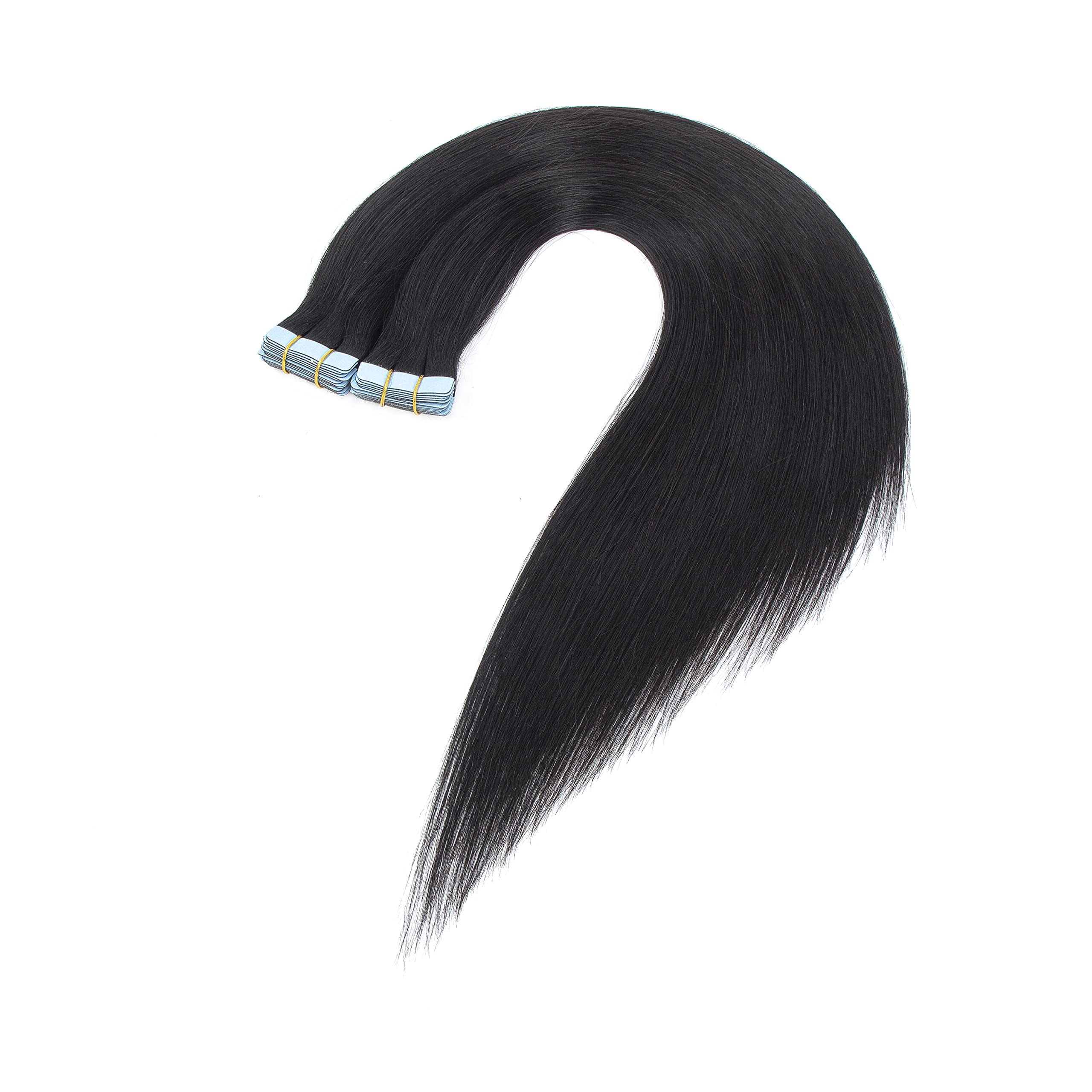 Amella Hair 24 Inch Human Hair Tape in Extensions - 20 Pcs Silky Straight Brazilian Remy Hair (50g, Color #1 Natural Black) | Seamless & Undetectable for Volume & Length | Perfect for Daily Wear, Parties & Special Occasions