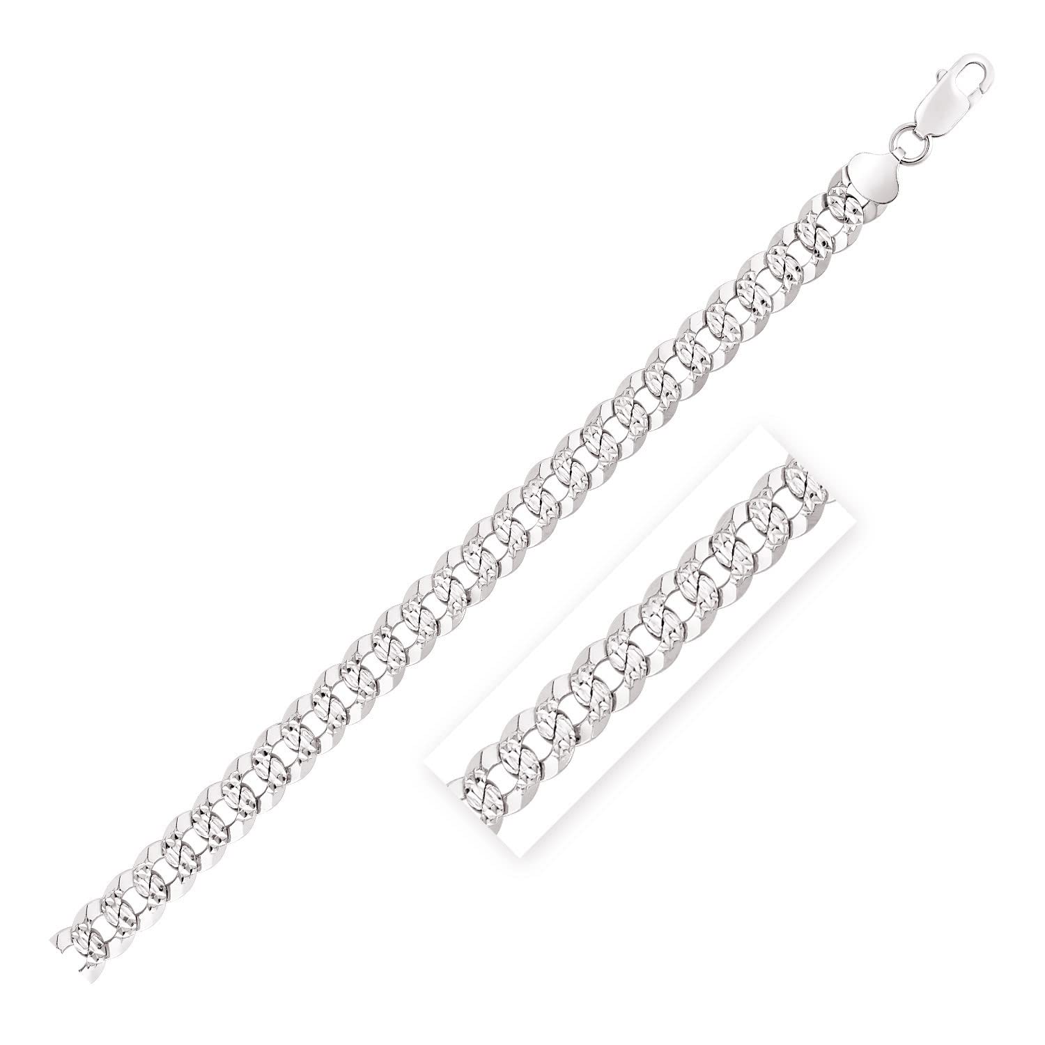 Sterling Silver Rhodium Plated 8.4mm Curb Chain Necklace for Women | Durable Fine Jewelry for Everyday Wear, Parties & Gifting