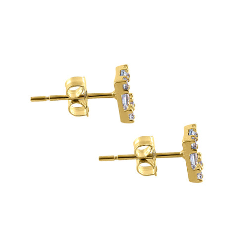 14K Yellow Gold Square & Princess Cut CZ Stud Earrings for Women - Hypoallergenic Cubic Zirconia Jewelry Gift for Birthday, Anniversary, Wedding & Special Occasions