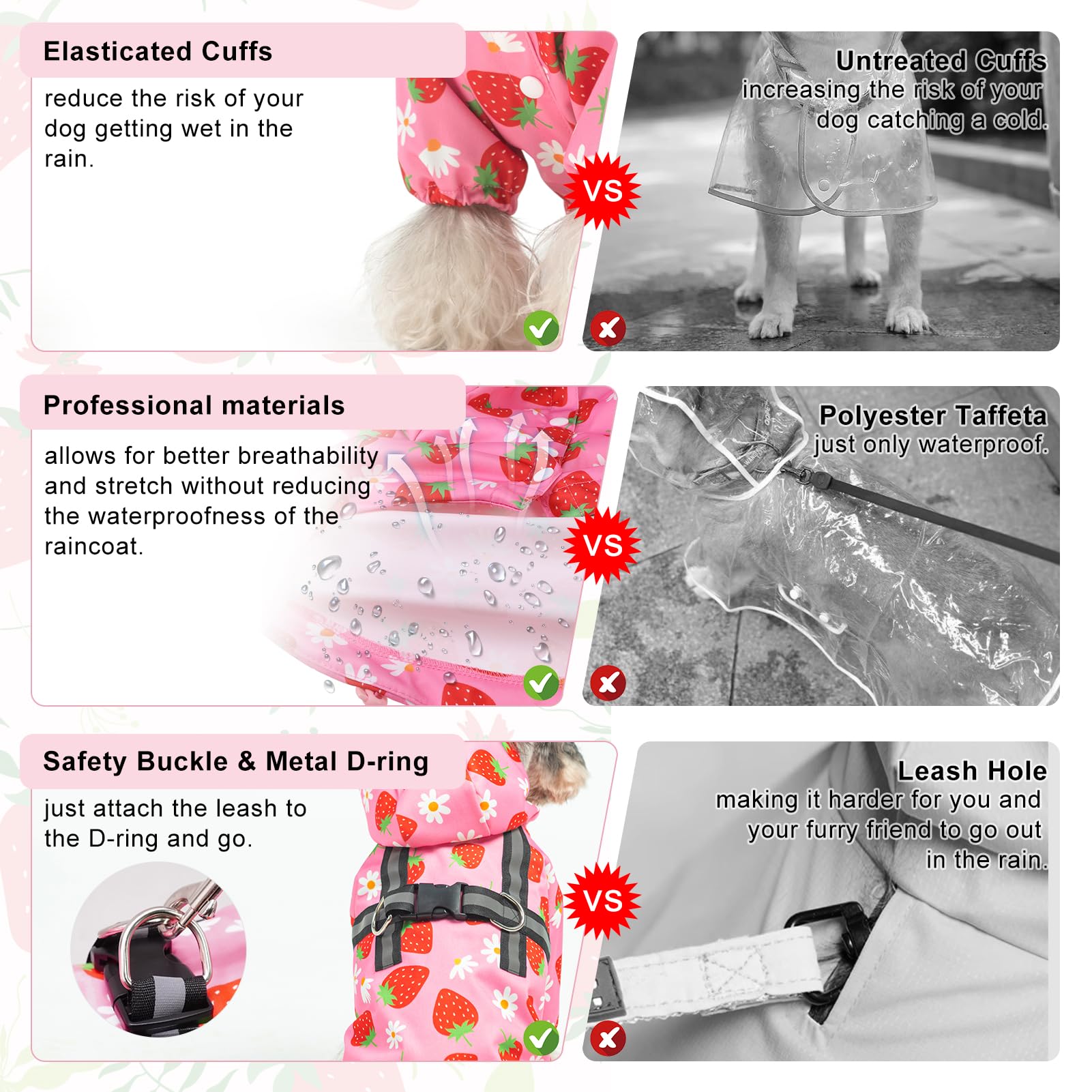 Waterproof Dog Raincoat with Built-in Harness - Hooded Poncho for Small, Medium & Large Dogs - Pink (Size M) - Ideal for Winter, Rainy & Snowy Days - Perfect for Outdoor Walks, Hiking & Pet Adventures