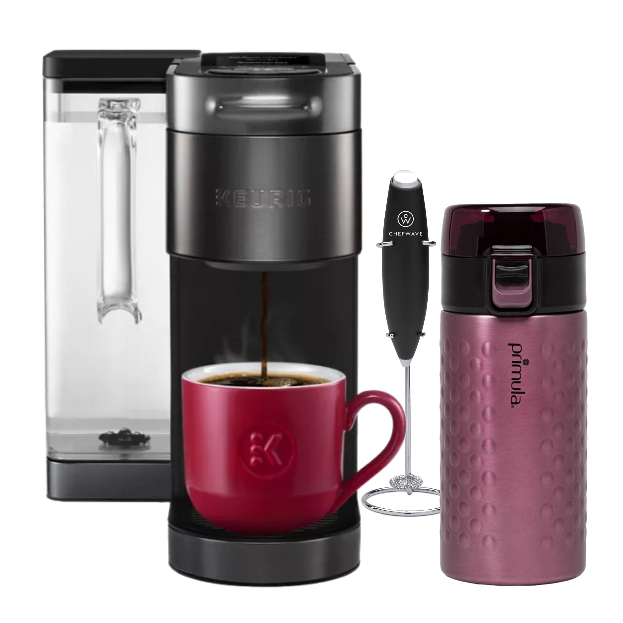**Keurig K-Supreme Plus SMART Single-Serve Coffee Maker (Black) with 12oz Stainless Steel Tumbler & Milk Frother – Perfect for Home, Office & Travel**