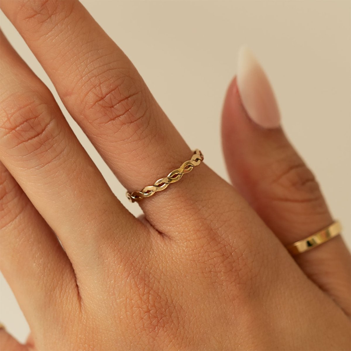 14K Gold Filled Woven Ring - Dainty Stackable Jewelry for Women, Perfect for Everyday Wear & Special Occasions