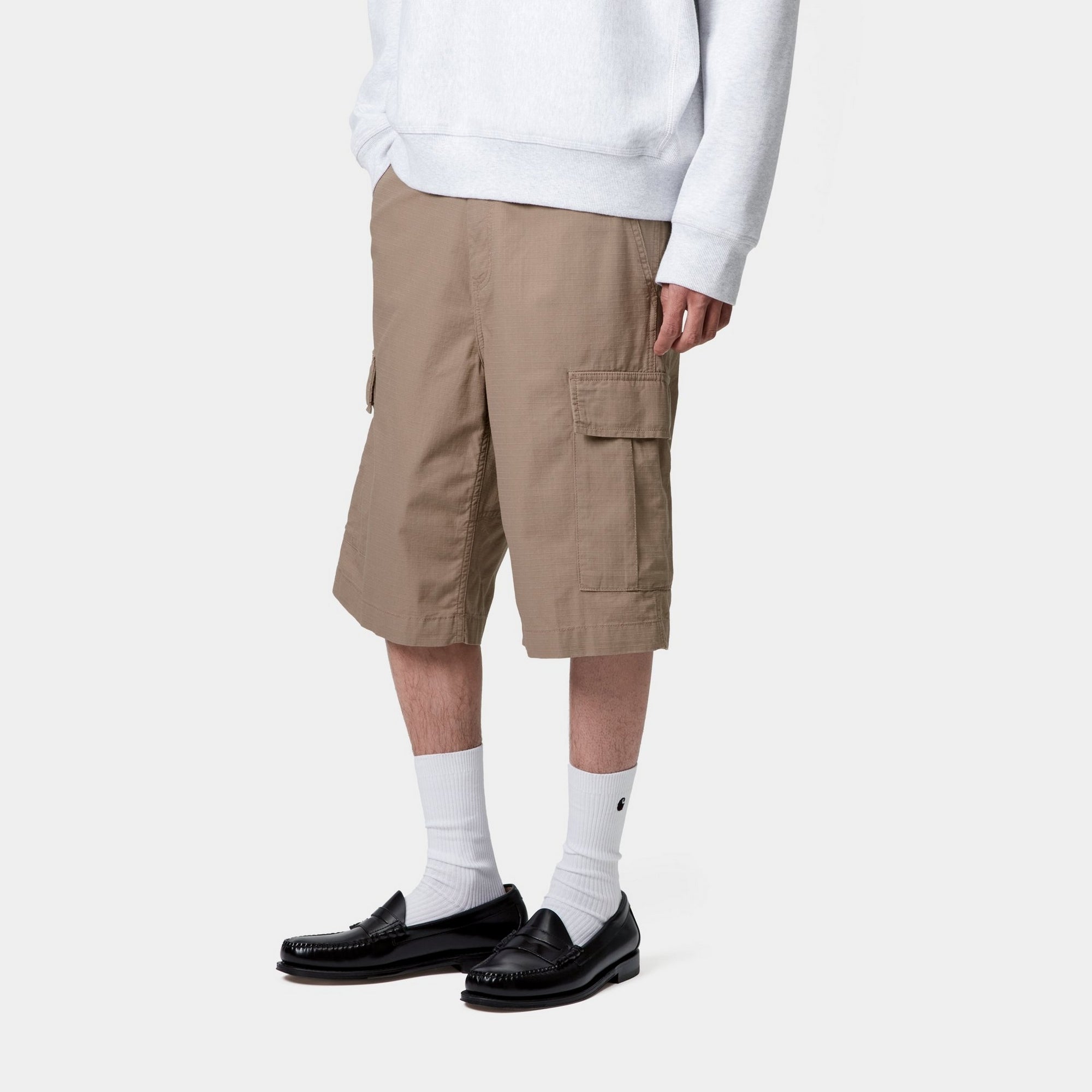 Men's Cargo Shorts with Leather Trim - Durable Outdoor Work Shorts for Hiking, Camping & Casual Wear