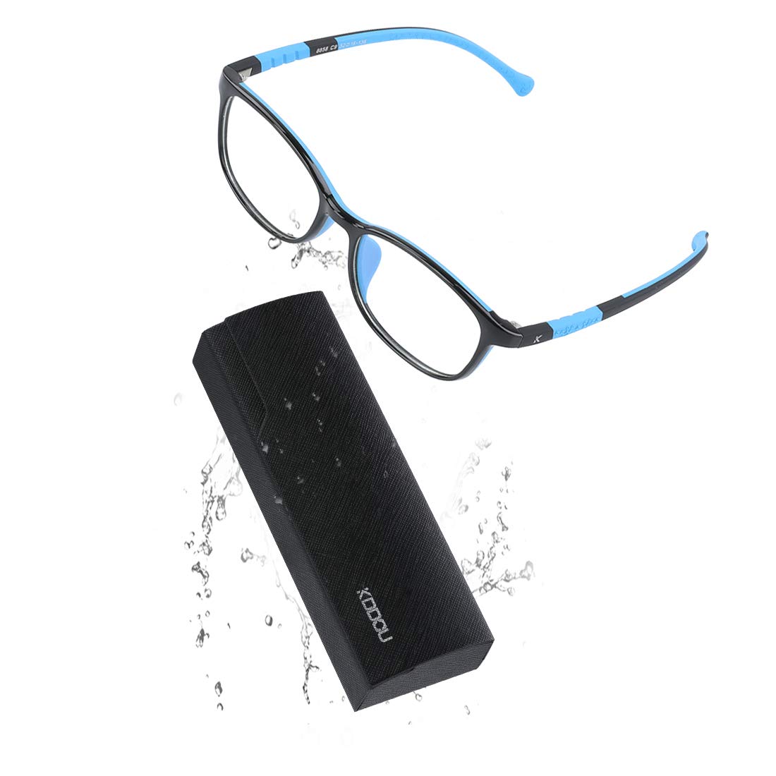 KDDOU Blue Light Blocking Glasses for Computer & Gaming - Lightweight Anti Blue Ray Eyewear with UV Protection (Teenager, Blue) - Reduce Eye Strain for Work, Study & Screen Time