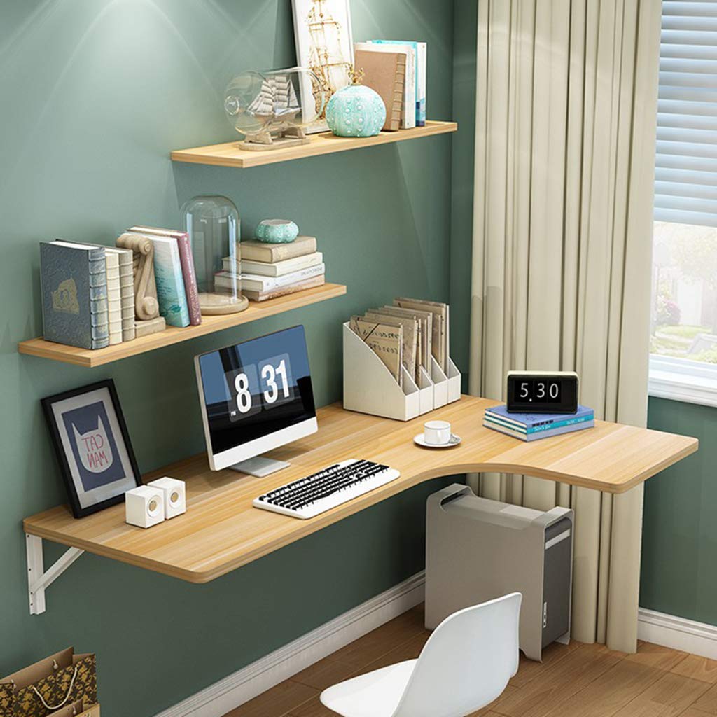 UWY Corner Folding Computer Desk - Space Saving Wall Mounted Drop Leaf Table for Dining, Study & Work with Double Support | Perfect for Small Apartments, Home Offices & Dorm Rooms