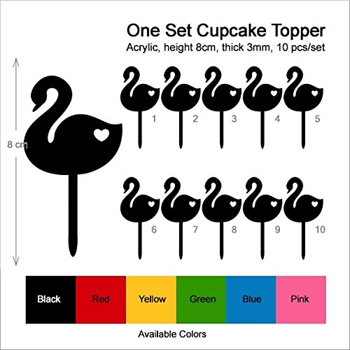 10pcs Swan Love Heart Silhouette Acrylic Cupcake Toppers for Wedding, Birthday & Party Decorations - Elegant Cake Decor for Special Occasions