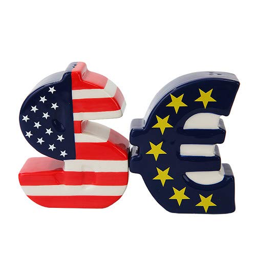 US vs Euro Currency Ceramic Magnetic Salt and Pepper Shakers Set - Fun Kitchen Accessories for Spice Lovers, Perfect for Home, Restaurant, or Gift Giving