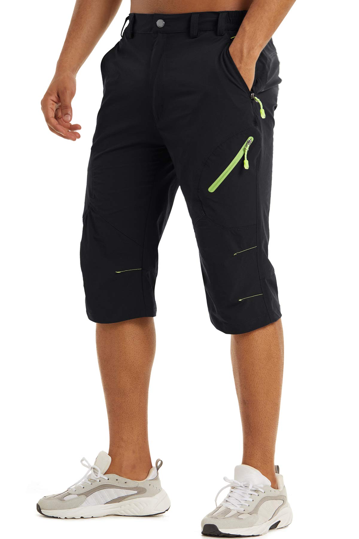 TACVASEN Men's Capri Pants - Lightweight Work Shorts for Men, Black Casual & Outdoor Shorts for Hiking, Running, and Summer Activities