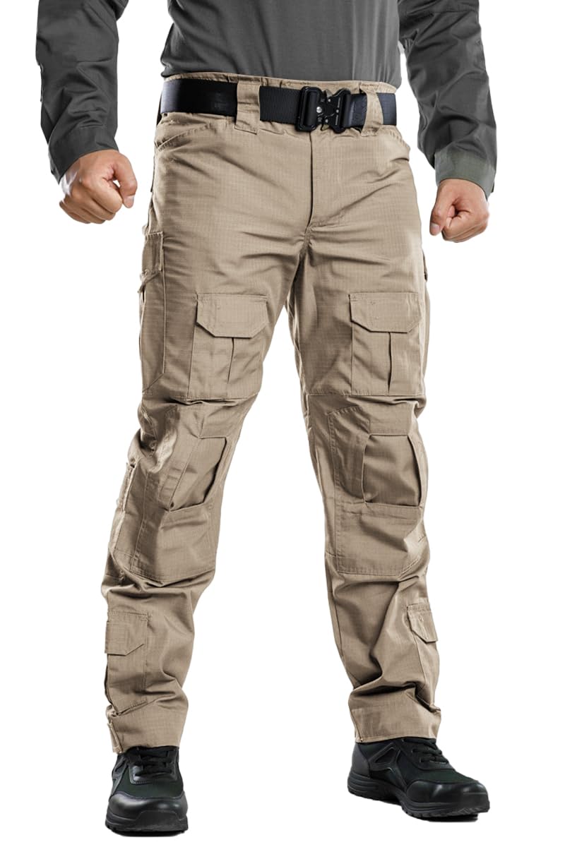TRGPSG Men's Hiking Pants - Durable Ripstop Camo Cargo Pants with Multiple Pockets for Outdoor Adventures, Camping & Casual Work Wear