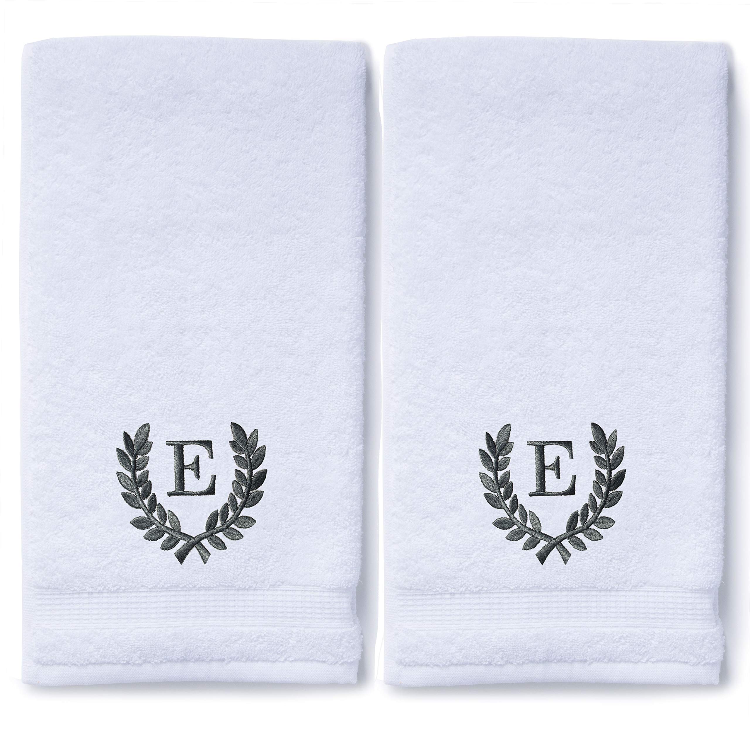 Personalized Monogrammed Hand Towels - Luxury Turkish Cotton, 16x30 Inch, Set of 2 | Custom Roman Font for Bathroom, Kitchen & Makeup | Elegant Wedding & Bridal Gift Idea | Spa Collection Oversized Towels for Home Decor & Hostess Gifts