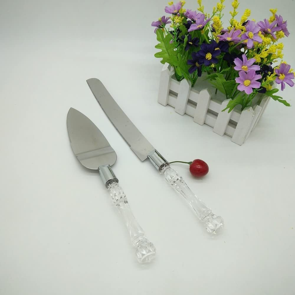 Premium Stainless Steel Wedding Cake Knife & Server Set - Elegant Cake Cutting Tool for Wedding Ceremonies, Anniversary Celebrations & Special Events - Comes in White Gift Box