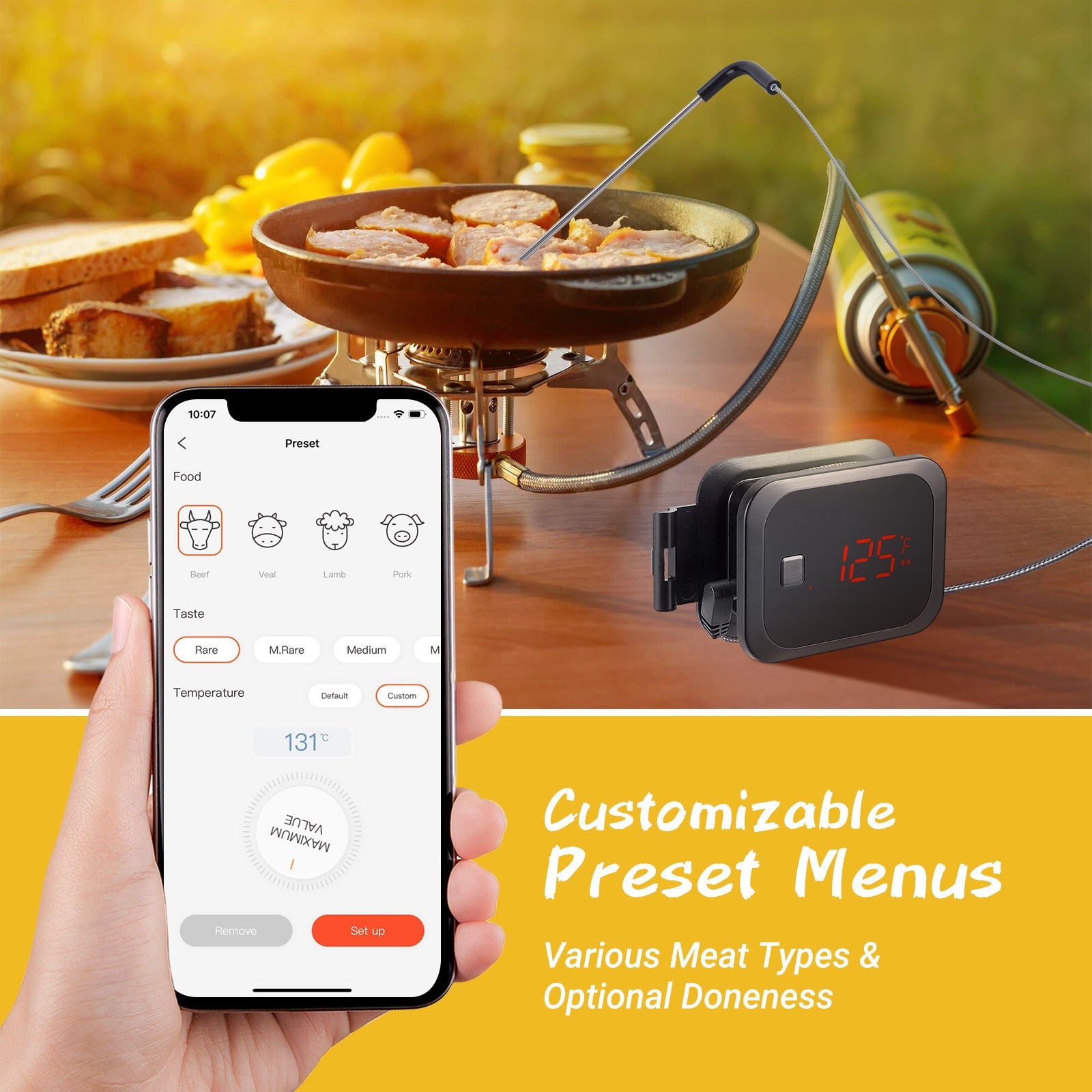 Wireless Bluetooth BBQ Meat Thermometer IBT 2X - Smart Cooking Thermometer for Grilling, Smoking, and Roasting - Perfect for Outdoor BBQ, Camping, and Home Kitchen Use