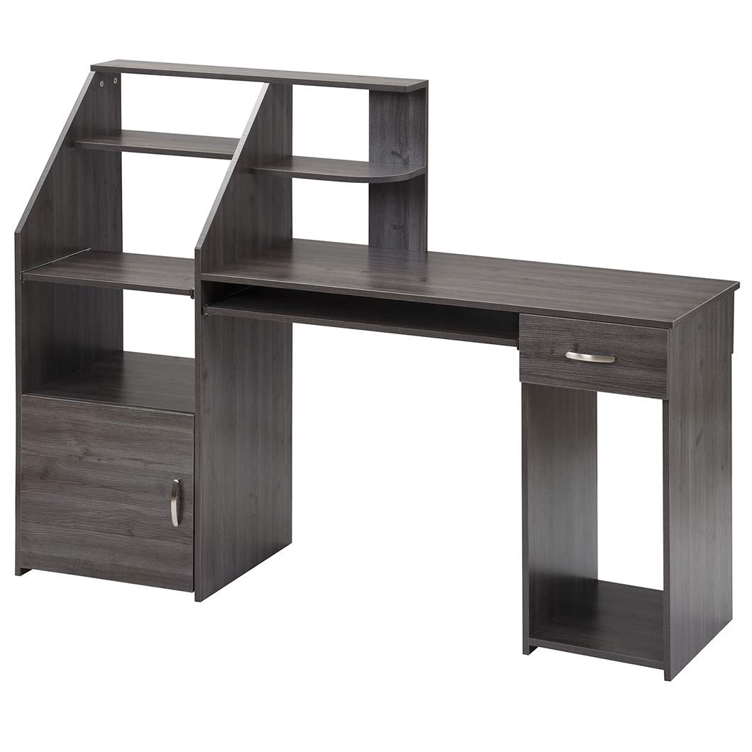 Multi-Functional Computer Desk with Drawers, Storage Cabinet & Bookshelves - Home Office Study Writing Desk with Pull-Out Keyboard Tray | Perfect for Small Spaces, Remote Work & Student Dorm Rooms