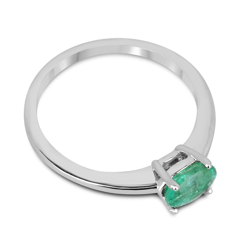 0.75ct East-West Emerald Solitaire Ring in 925 Sterling Silver - Elegant Wedding Band, Anniversary Gift for Her, Perfect for Everyday Wear & Special Occasions