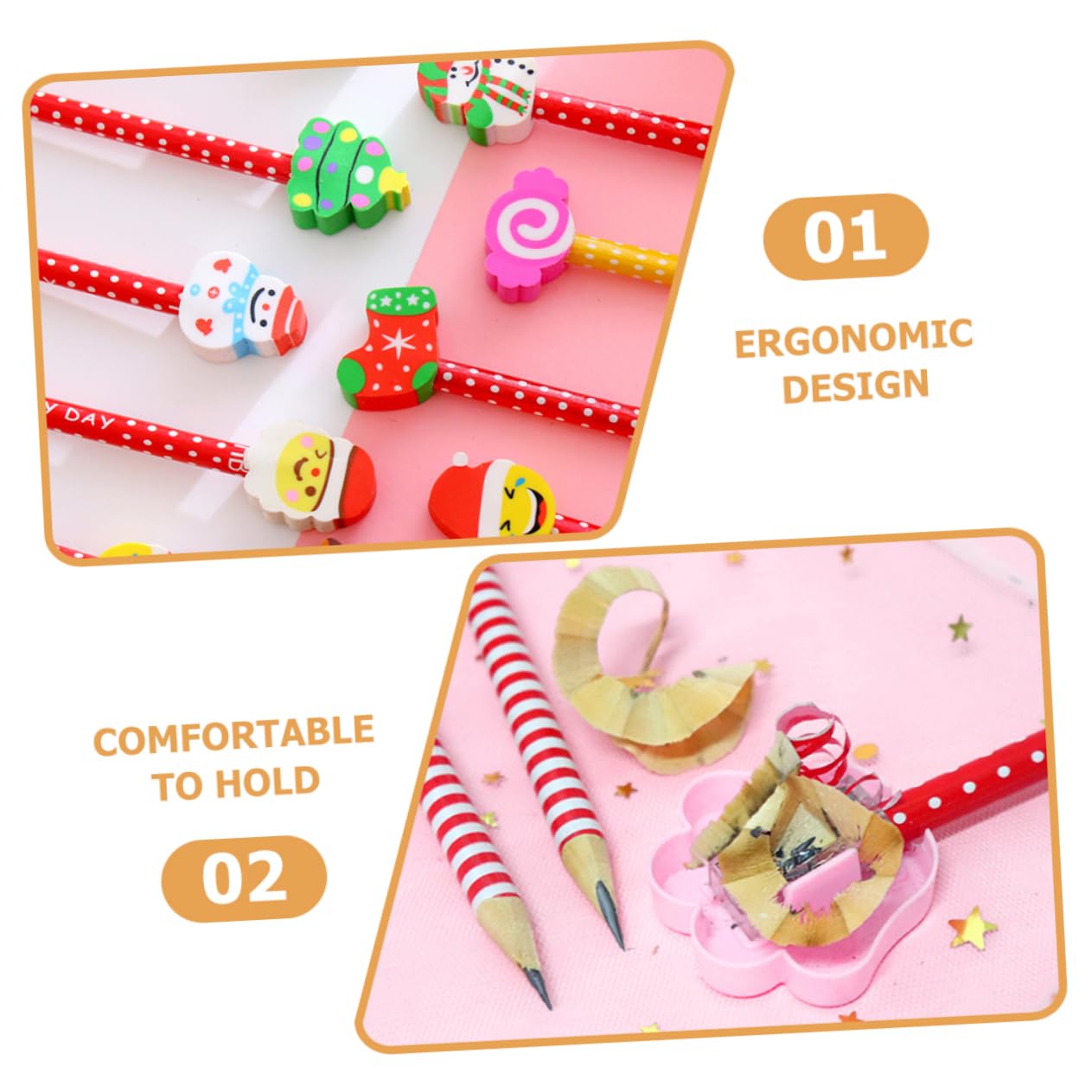 NUOBESTY Christmas Themed Wooden Pencils - 12 Pack Colorful Holiday Pencils for Kids, Fun School Supplies & Classroom Gifts for Boys and Girls - Perfect for Christmas Stocking Stuffers, Classroom Rewards & Holiday Party Favors