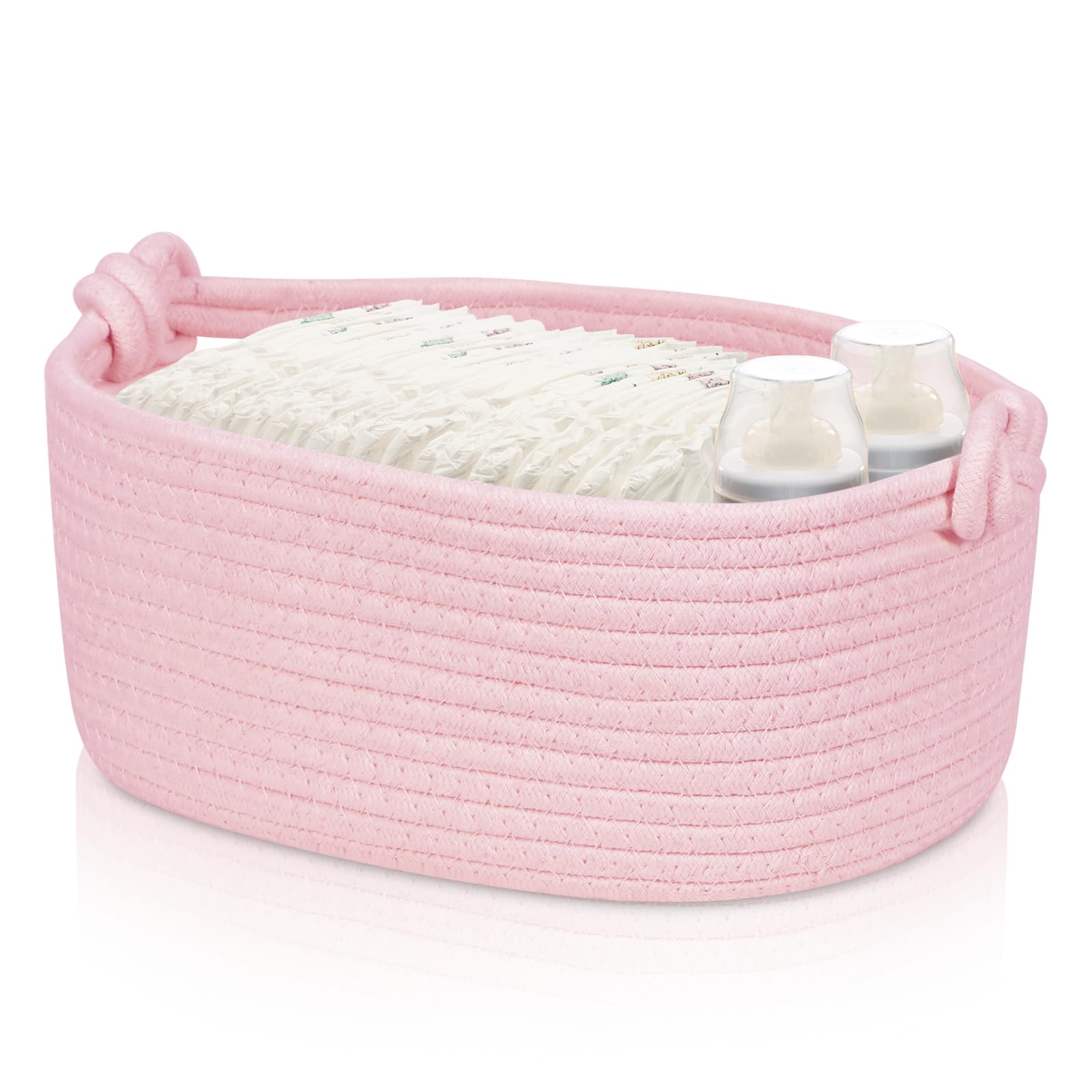 Pink Woven Rope Basket - Storage Organizer for Toys, Towels, Gifts | Nursery & Pet Use