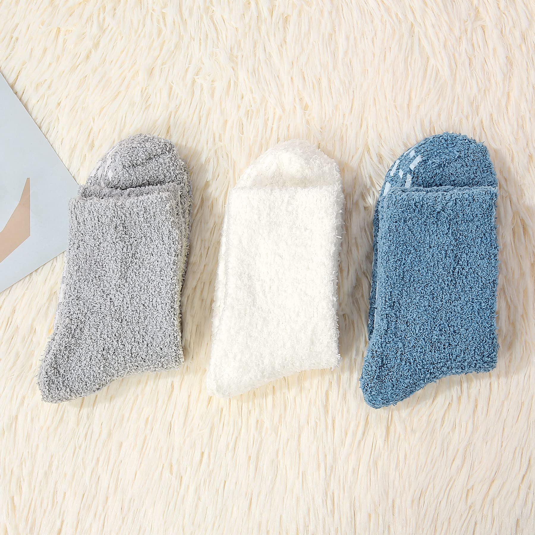 Zando Comfy Fleece Socks - Warm Winter Non-Slip Grip Socks for Women & Seniors | Perfect Cozy Gift for Cold Weather, Home & Travel