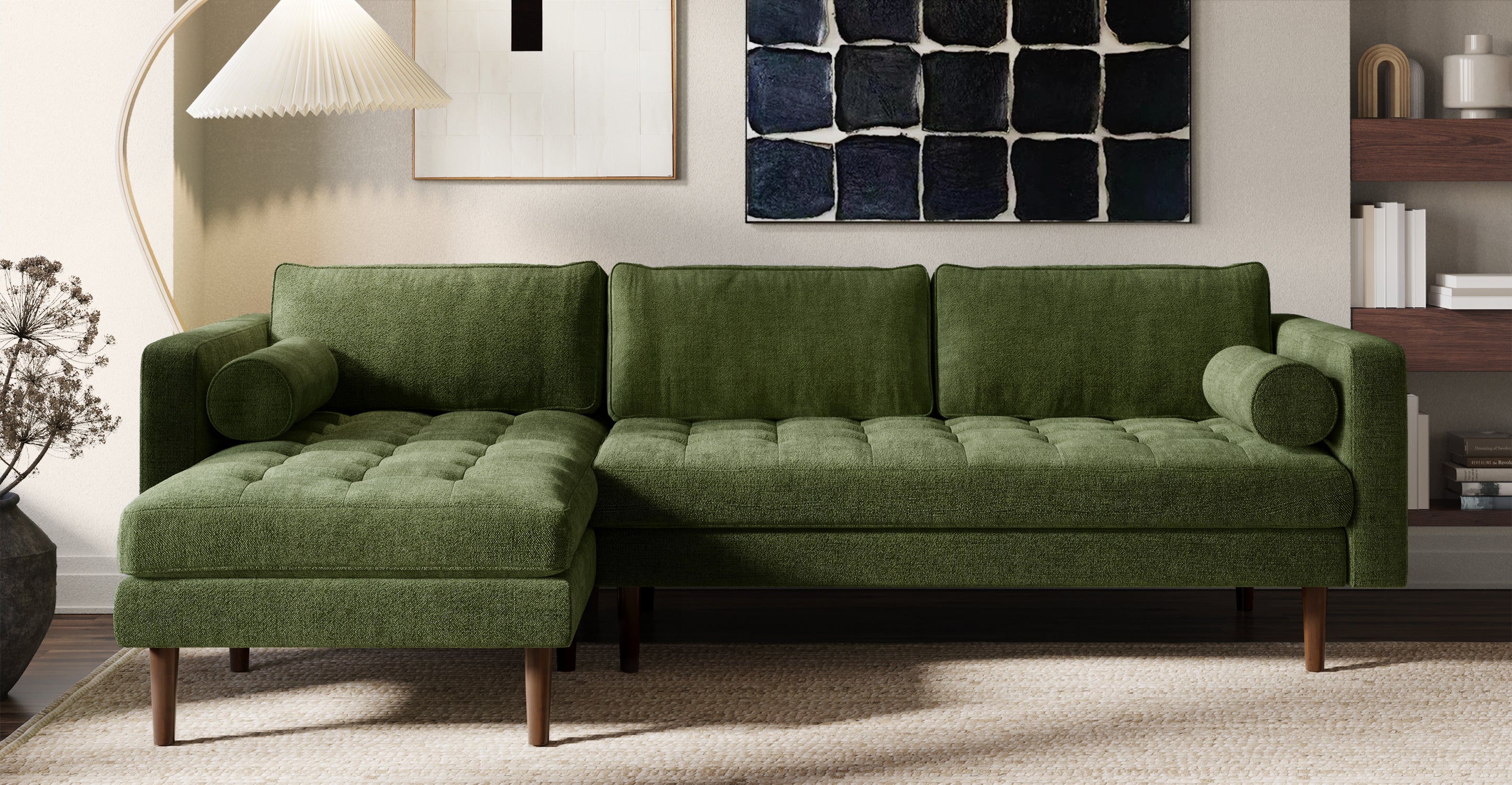 Napa Velvet Left Facing Sectional Sofa - Modern L-Shaped Couch with Soft Velvet Fabric, Comfortable Living Room Furniture for Small Spaces, Perfect for Apartments and Cozy Home Decor