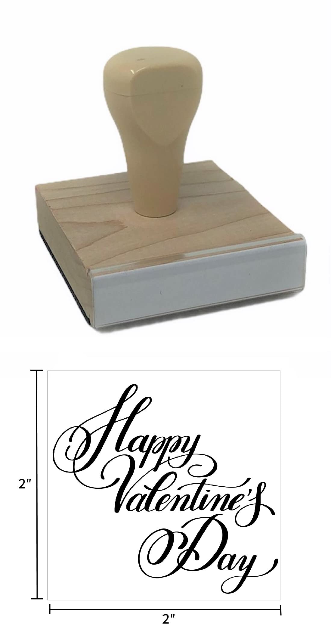 Valentine's Day Rubber Stamp - 2x2 Inch Wooden Stamp for DIY Cards, Scrapbooking & Gift Wrapping