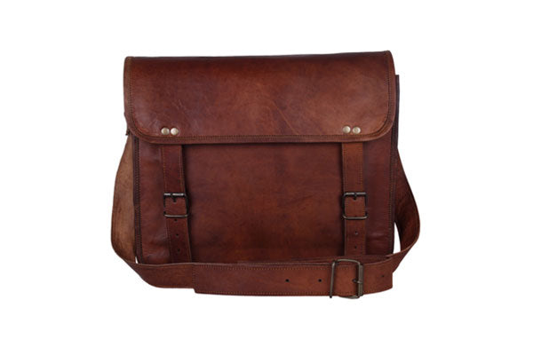 Rustic Town Genuine Leather Scout Messenger Bag for Men & Women - Durable Vintage Crossbody Satchel for Travel, Work & Outdoor Adventures