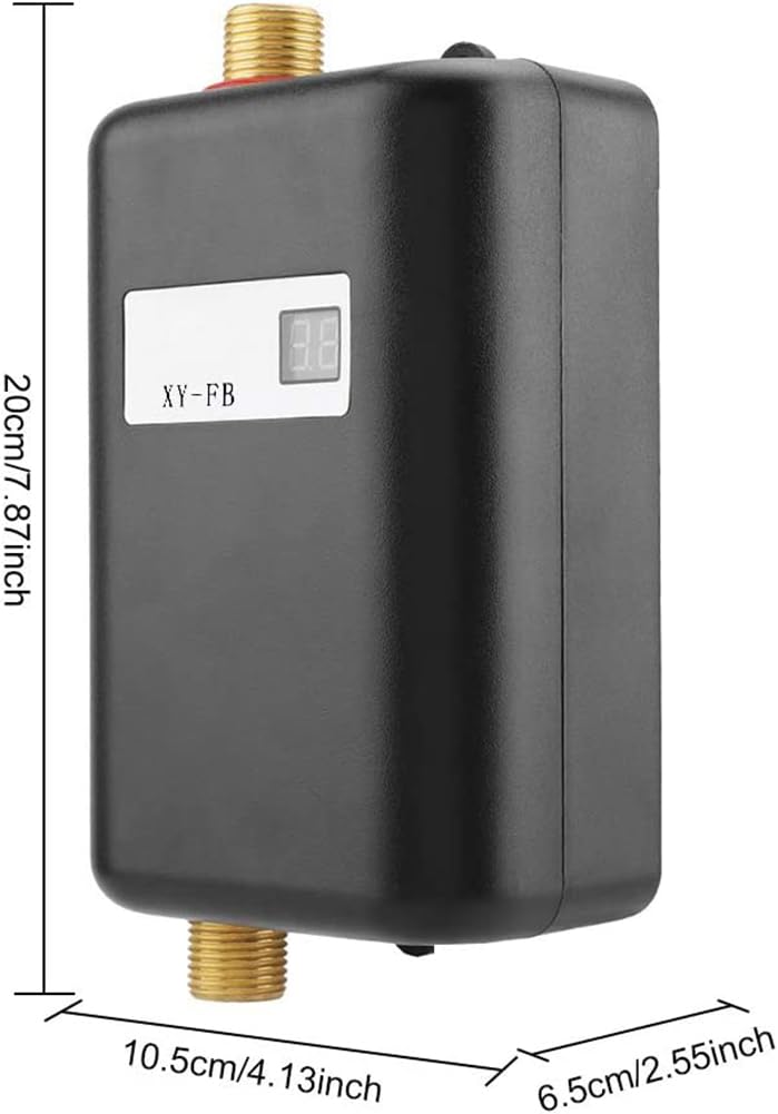 Krisy 110V 3000W Mini Electric Tankless Water Heater - Instant Hot Water for Bathroom, Kitchen & Washing - Energy Efficient, Compact Design with US Plug (Black) - Perfect for Small Homes, Apartments & RV Use