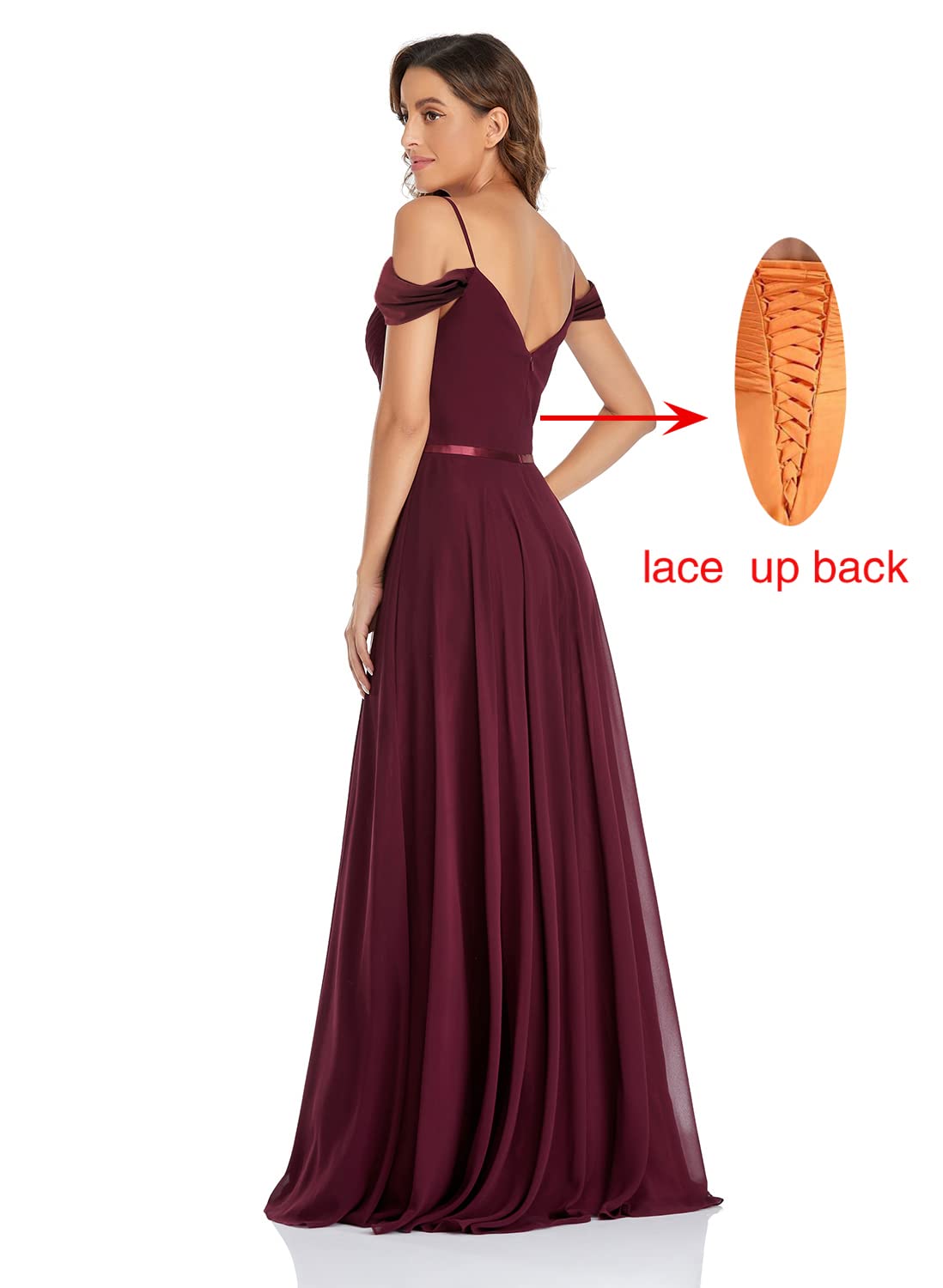 Navy Blue Bridesmaid Dresses Long Formal Chiffon Off Shoulder Prom Gowns for Women - Custom Wedding Party Guest Dress for Beach, Church & Evening Events