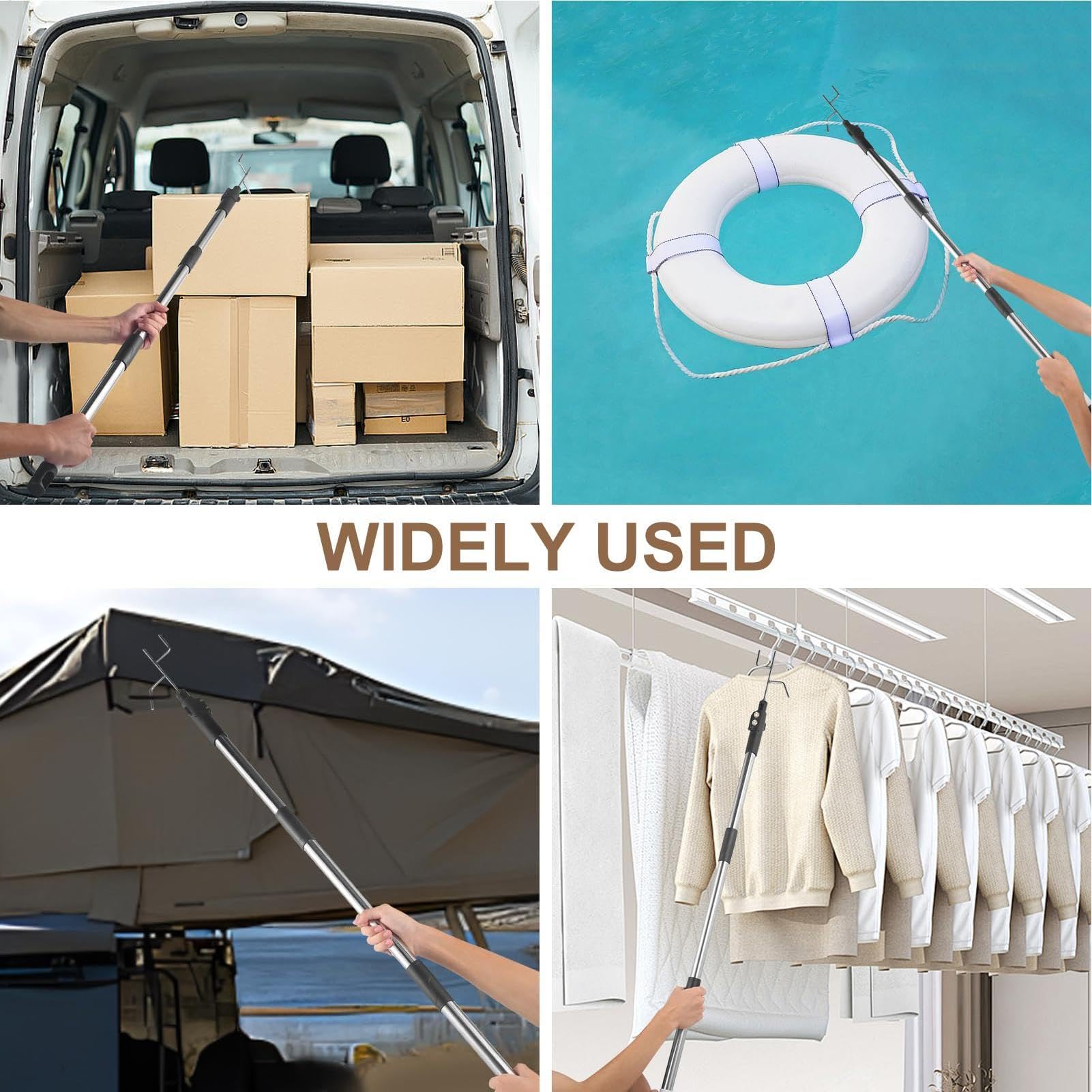 Telescoping Truck Bed Tool - Magnetic Cargo Grabber & Hook for Effortless Item Retrieval | Pickup Truck Bed Retriever | Perfect for Reaching Items in Deep Truck Beds or Tight Spaces
