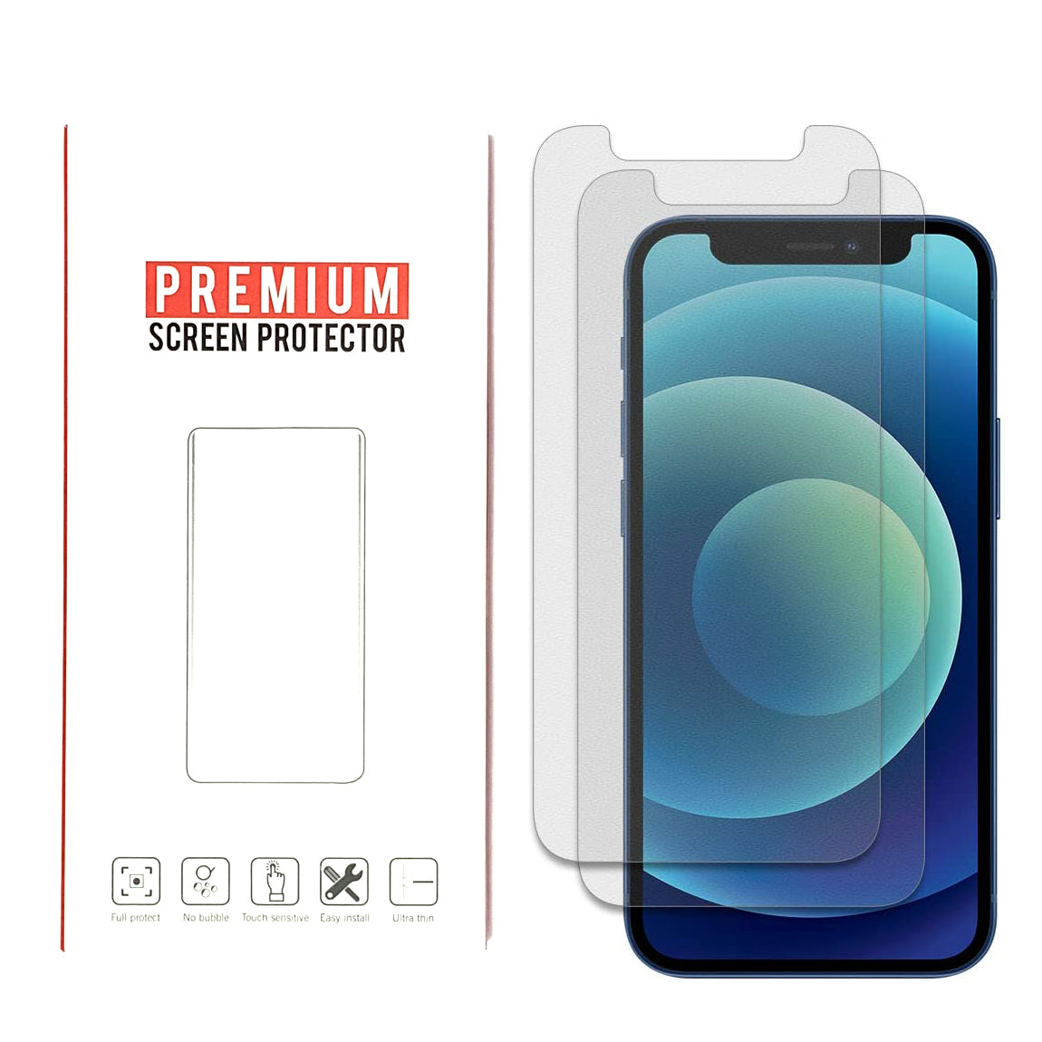 Premium Tempered Glass Screen Protector for iPhone 12/12 Pro/12 mini/12 Pro Max - 2 Pack - HD Clear, Anti-Scratch, Bubble-Free - Perfect for Work, Travel & Everyday Protection