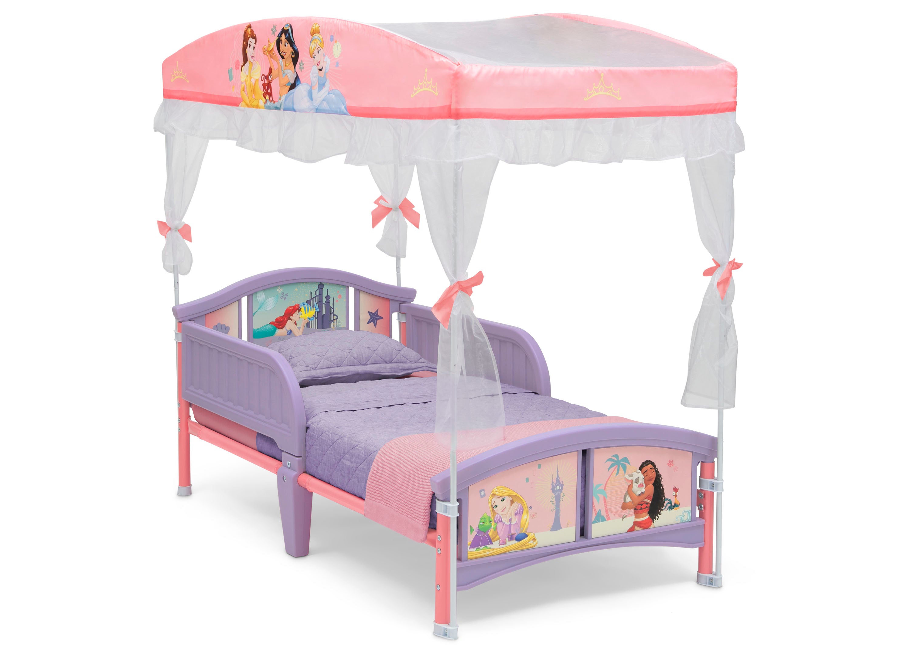 Princess Plastic Toddler Bed with Canopy - Pink Kids Bed for Girls, Lightweight & Safe Toddler Sleeping Solution - Perfect for Nursery, Bedroom or Playroom Decor