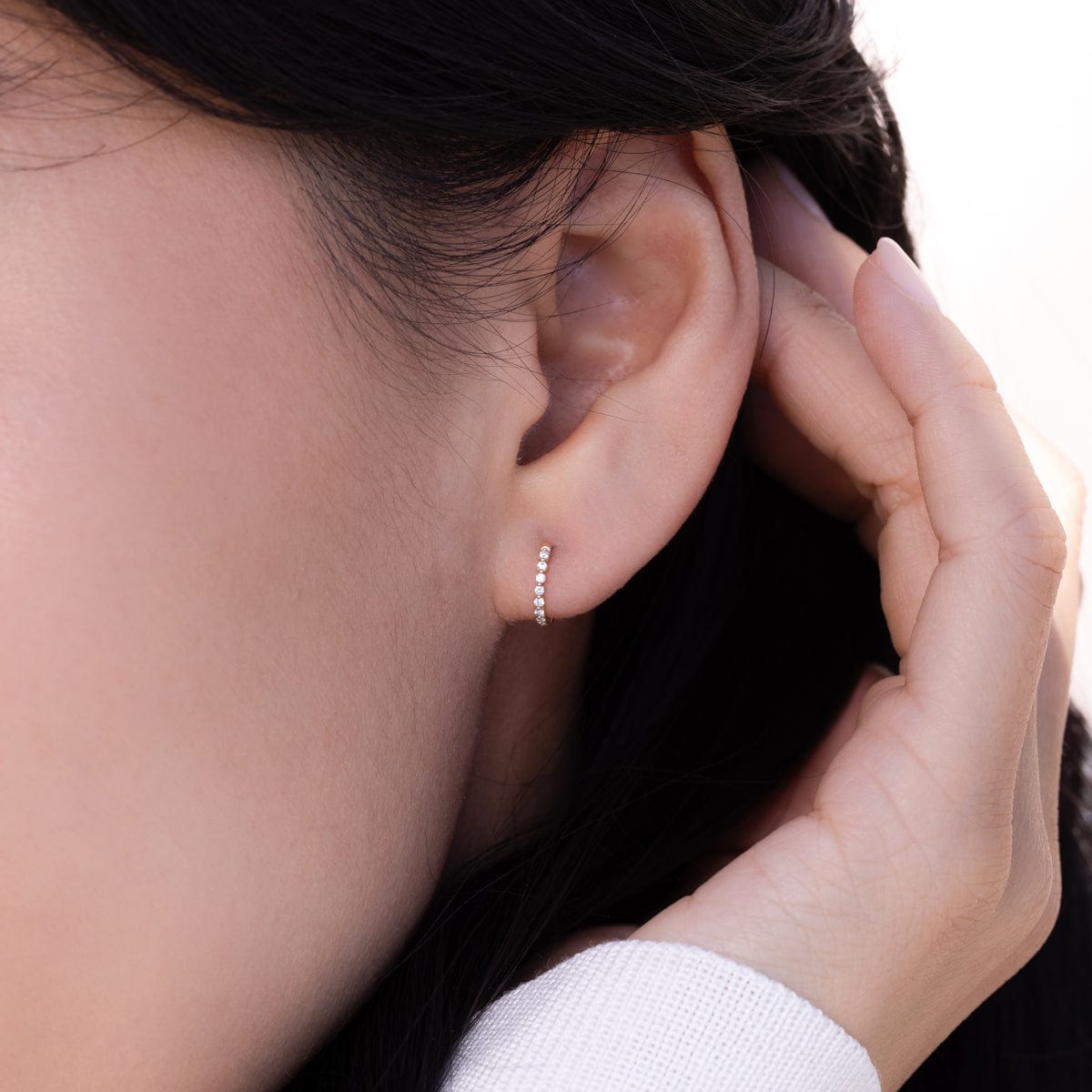 Floating Diamond Huggie Earrings - Elegant Dainty Hoops for Women - Perfect for Everyday Wear, Parties & Special Occasions