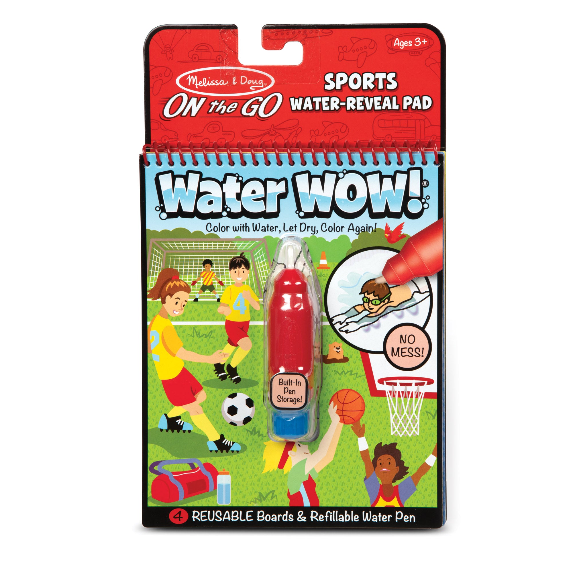 On the Go Water Wow!® Water Reveal Activity Pad - Sports Theme, Mess-Free Travel Toy for Kids, Reusable Coloring Book for Airplane & Road Trips