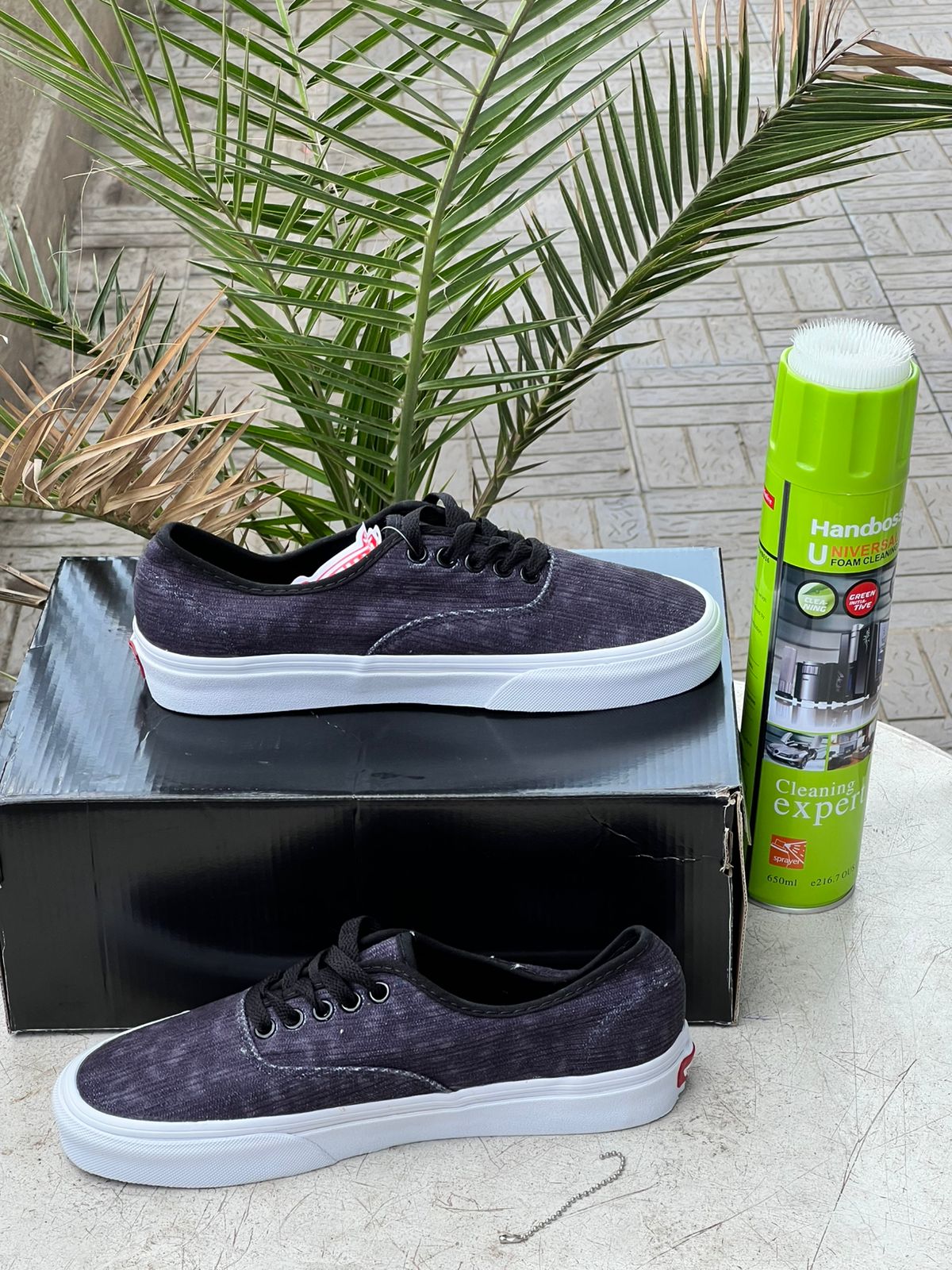 Vans Washed Black Ribbed Canvas Sneakers for Men & Women - Classic Low-Top Skate Shoes with Comfortable Cushioning - Perfect for Casual Wear, Street Style & Skateboarding