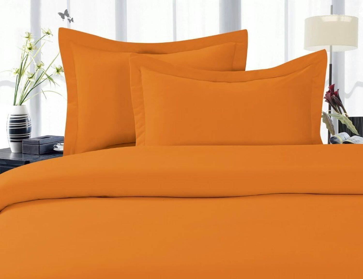 Luxury 1500 Thread Count Egyptian Cotton Duvet Cover Set - Super Soft, Wrinkle-Free, 3-Piece King/California King Size - Elite Orange for Bedroom Decor & Hotel Style Comfort