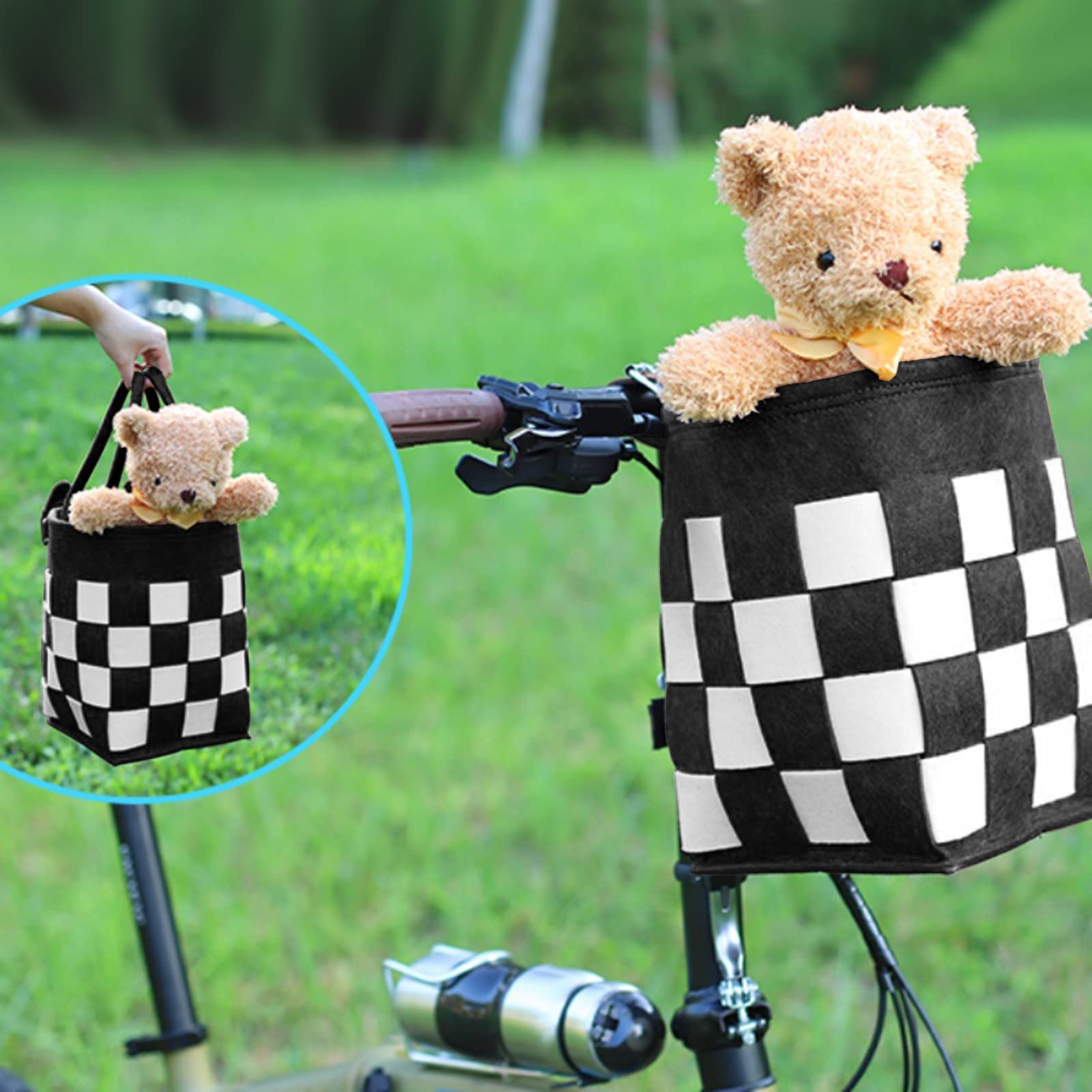 Durable Bike Basket with Fixed Holder - Kids Scooter & Tricycle Accessories Kit with Bell & Tools - Rust-Resistant Front Basket for Electric Bicycles - Perfect for Commuting, Shopping & Family Rides (Men & Women)