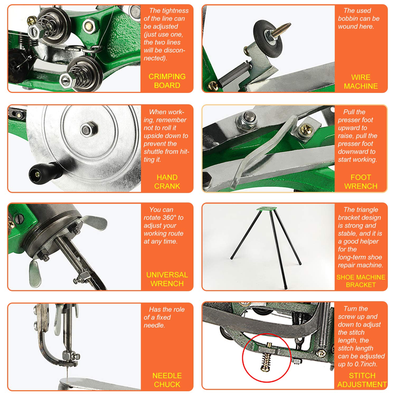 Upgraded 10-Bearing Shoe Repair Hand Sewing Machine | Manual Cobbler Stitcher with Nylon Thread for Shoes, Bags, Clothes, Quilts & Outerwear | Perfect for Home Repairs, DIY Projects & Professional Shoe Mending